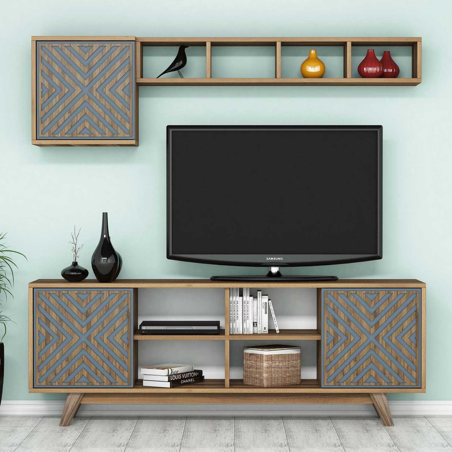 Έπιπλο Τηλεόρασης TV Βάση Σύνθεση Καρυδί Blue | 845HCT3070