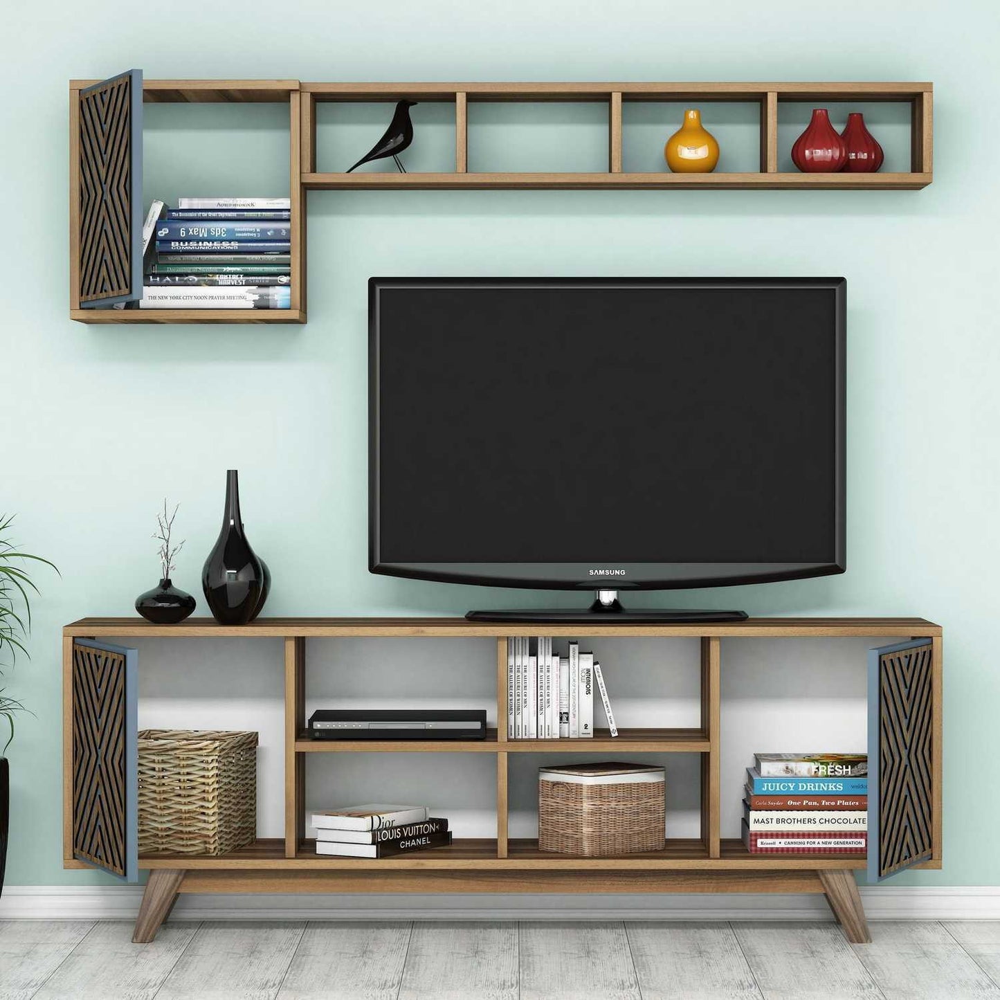 Έπιπλο Τηλεόρασης TV Βάση Σύνθεση Καρυδί Blue | 845HCT3070