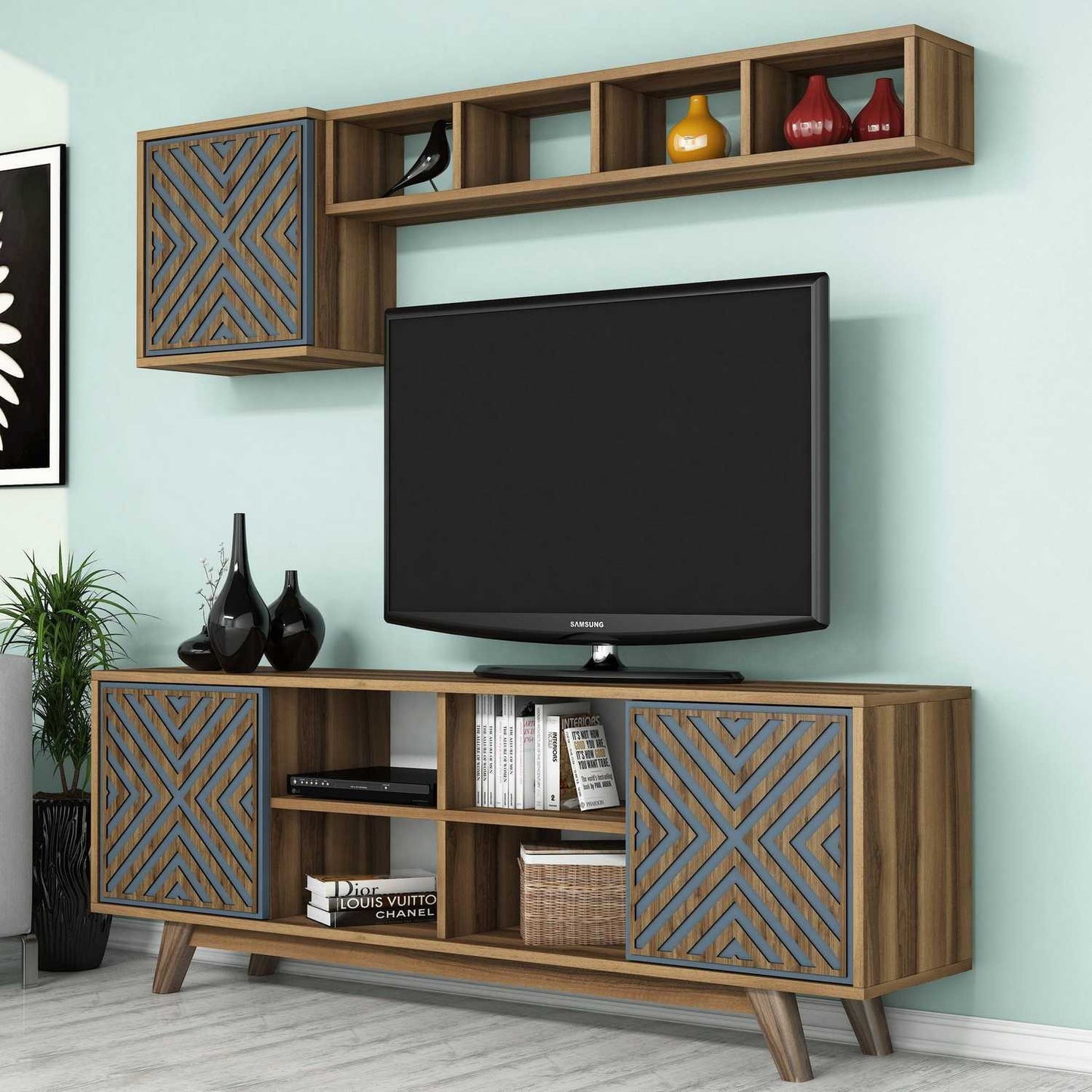 Έπιπλο Τηλεόρασης TV Βάση Σύνθεση Καρυδί Blue | 845HCT3070