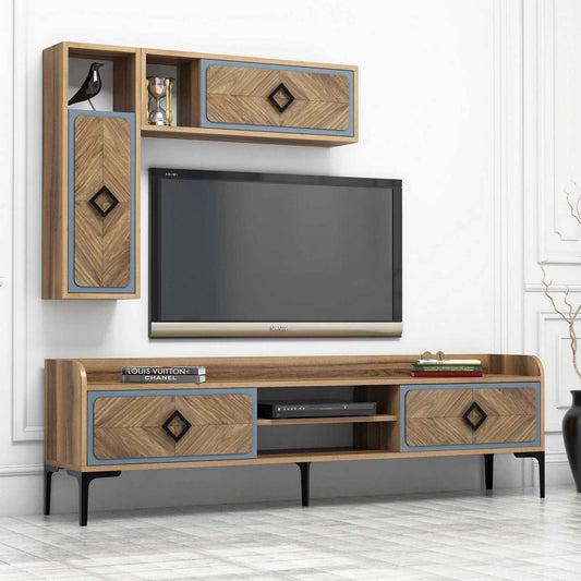 Έπιπλο Τηλεόρασης TV Βάση Σύνθεση Καρυδί Blue | 845HCT3074