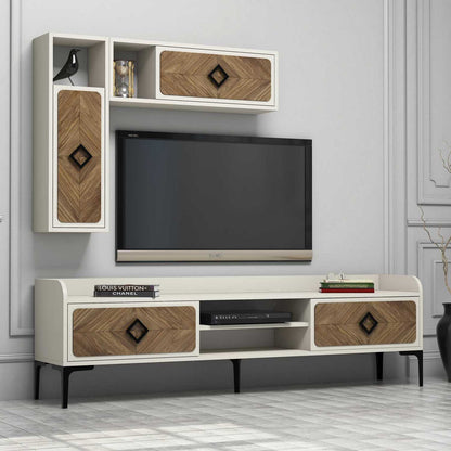 Έπιπλο Τηλεόρασης TV Βάση Σύνθεση Καρυδί Κρεμ | 845HCT3075