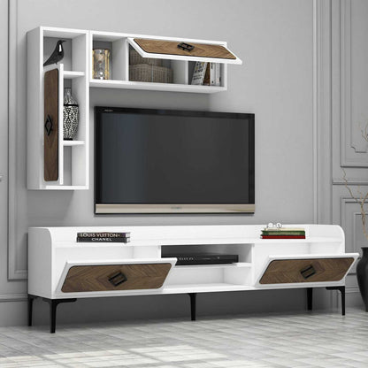 Έπιπλο Τηλεόρασης TV Βάση Σύνθεση Λευκό Καρυδί | 845HCT3076
