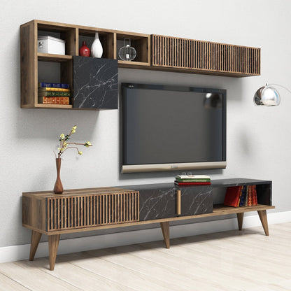 Έπιπλο Τηλεόρασης TV Βάση Σύνθεση Καρυδί Μαύρο | 845HCT3079