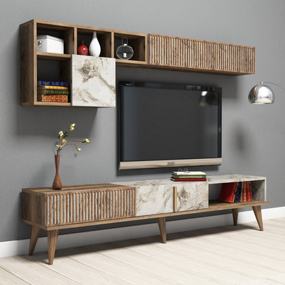 Έπιπλο Τηλεόρασης TV Βάση Σύνθεση Καρυδί Λευκό | 845HCT3080