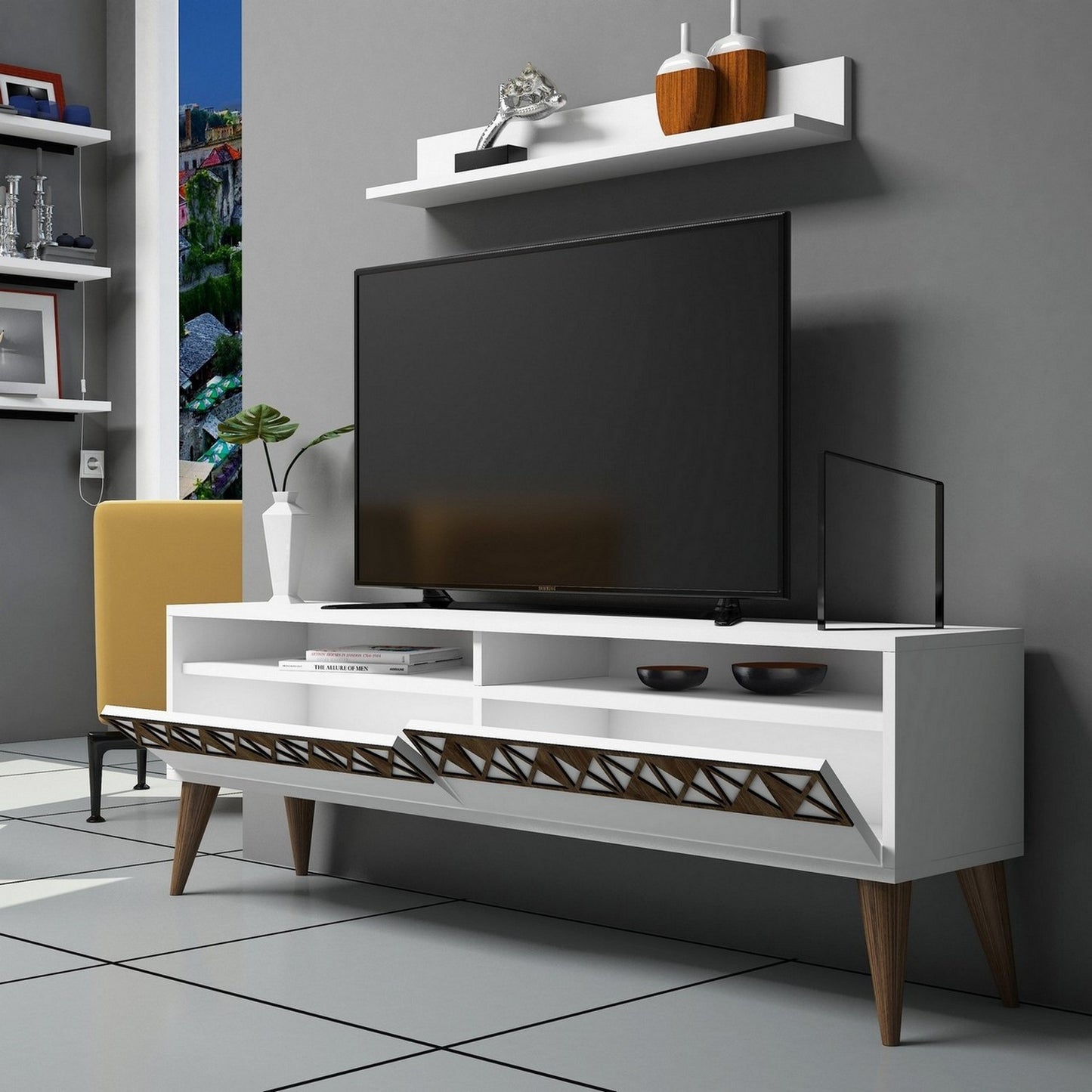 Έπιπλο Τηλεόρασης TV Βάση Σύνθεση Λευκό | 845HCT3082