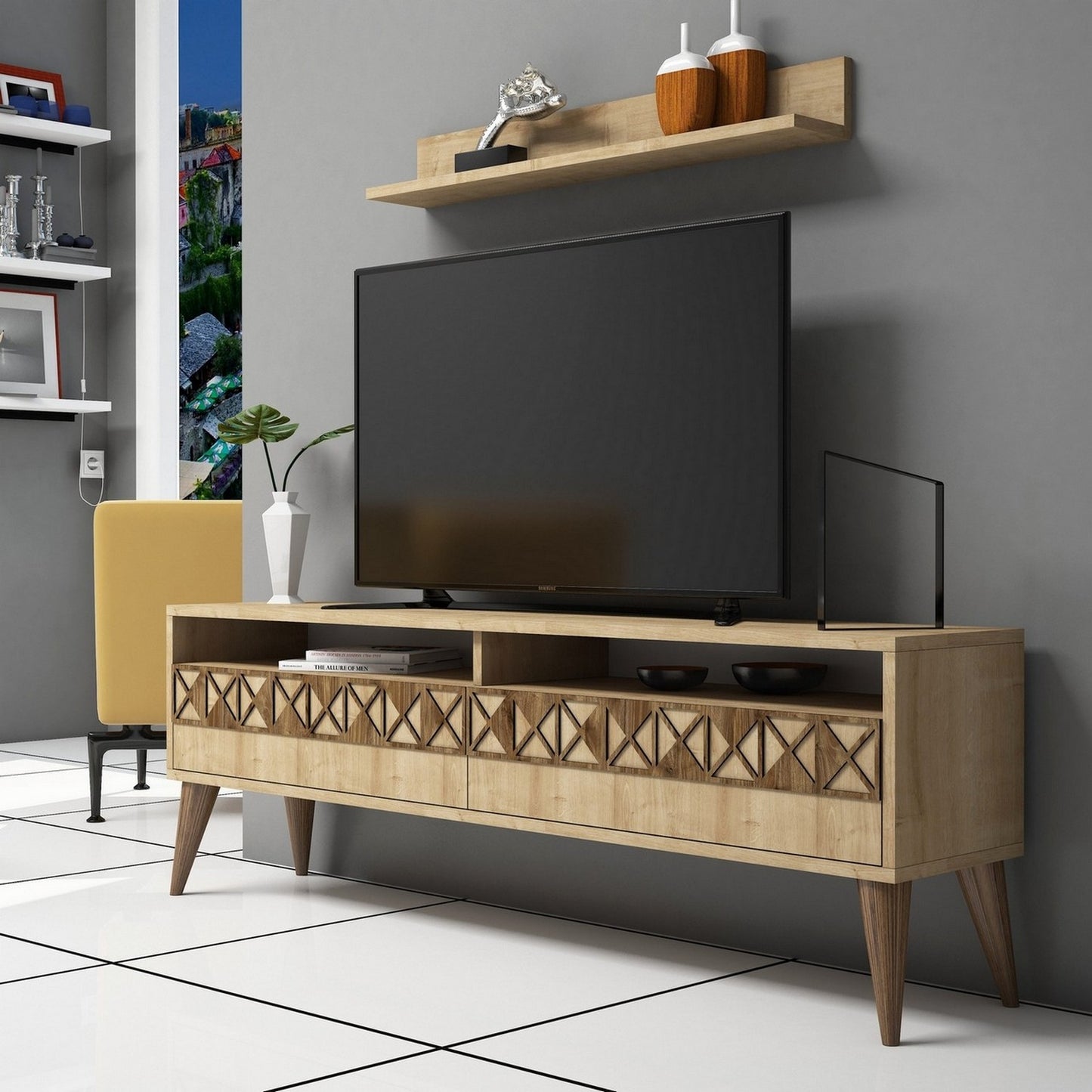 Έπιπλο Τηλεόρασης TV Βάση Σύνθεση Δρυς | 845HCT3084