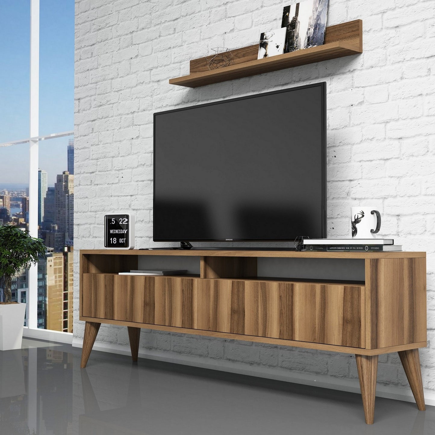 Έπιπλο Τηλεόρασης TV Βάση Σύνθεση Καρυδί | 845HCT3085