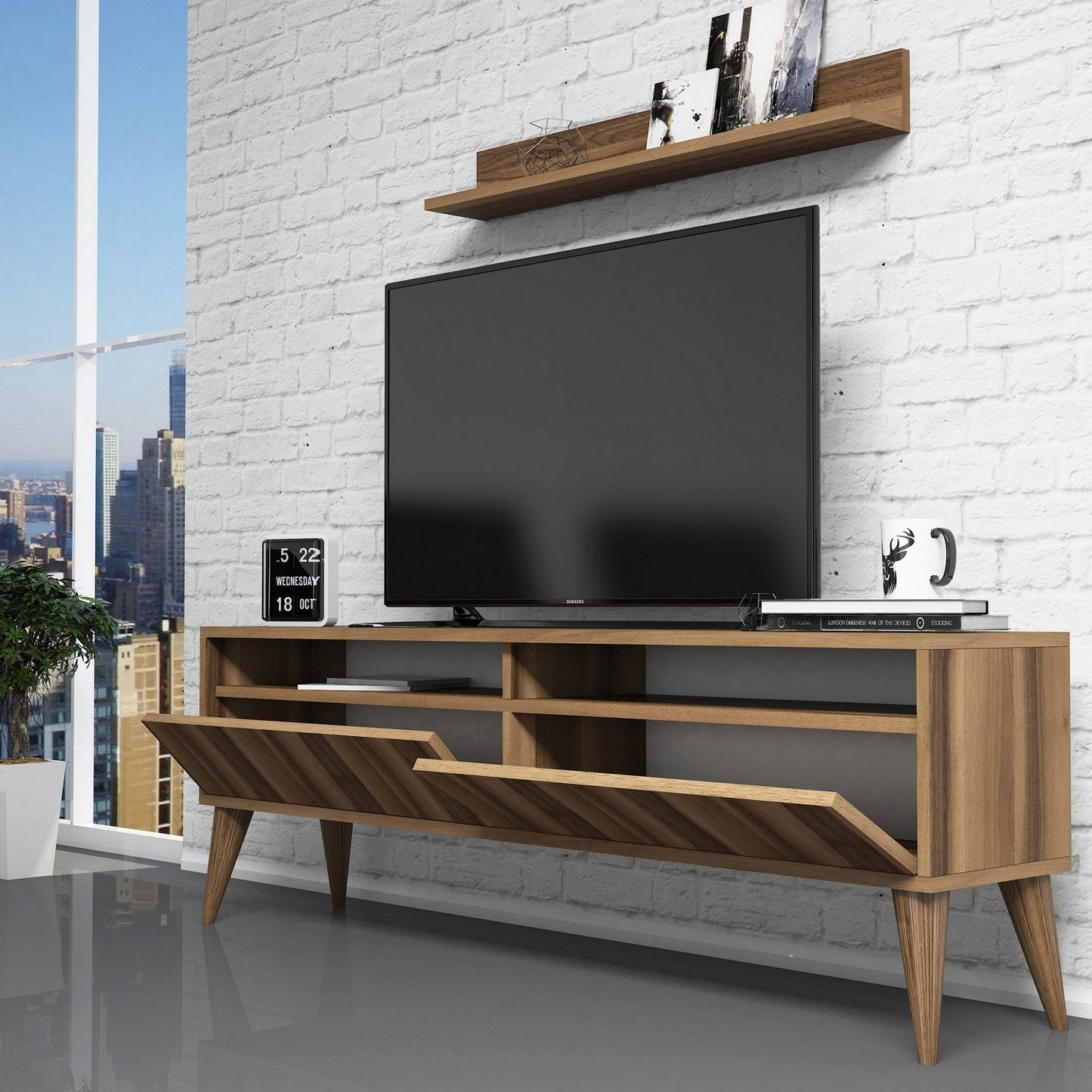 Έπιπλο Τηλεόρασης TV Βάση Σύνθεση Καρυδί | 845HCT3085