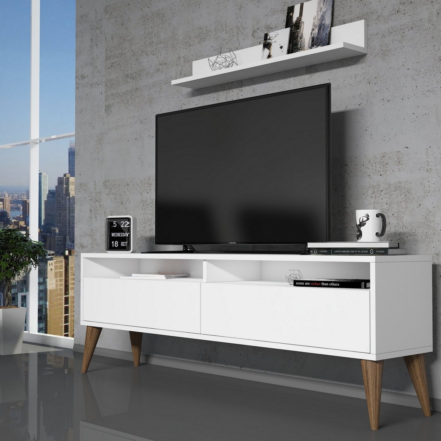 Έπιπλο Τηλεόρασης TV Βάση Σύνθεση Λευκό | 845HCT3086