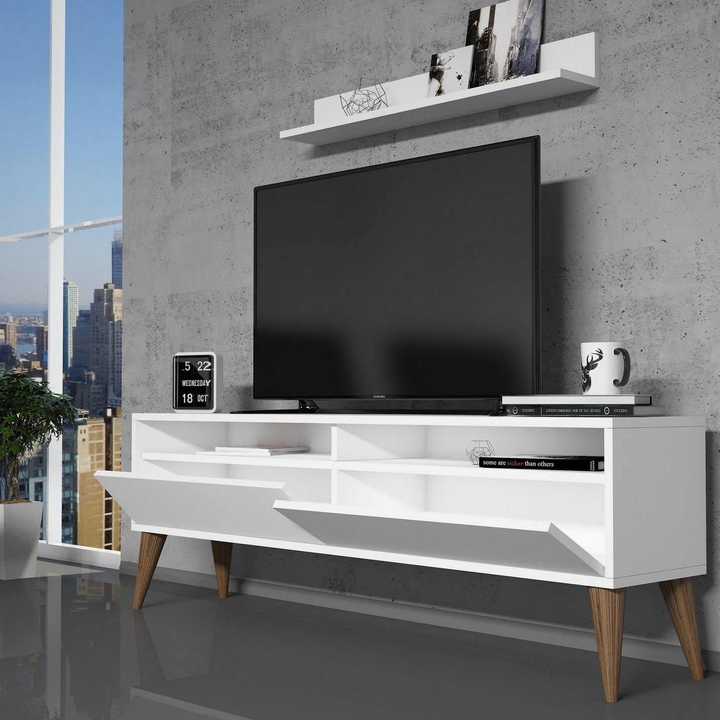 Έπιπλο Τηλεόρασης TV Βάση Σύνθεση Λευκό | 845HCT3086