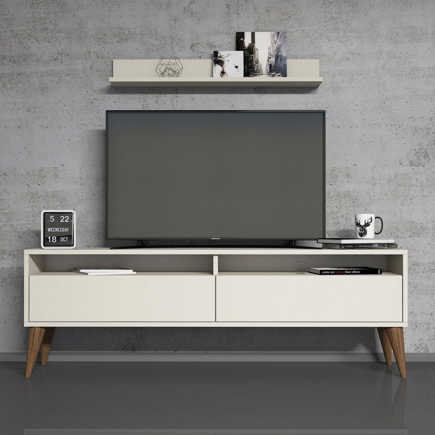 Έπιπλο Τηλεόρασης TV Βάση Σύνθεση Κρεμ | 845HCT3087