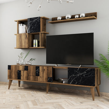 Έπιπλο Τηλεόρασης TV Βάση Σύνθεση Καρυδί Μαύρο | 845HCT3089
