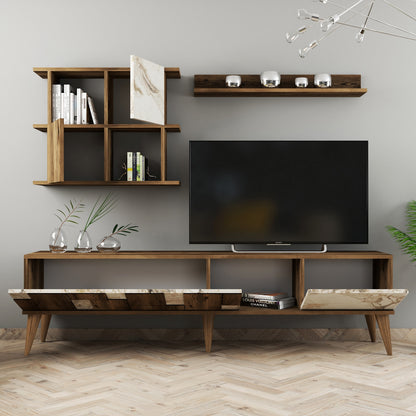 Έπιπλο Τηλεόρασης TV Βάση Σύνθεση Λευκό Καρυδί | 845HCT3090