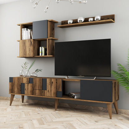 Έπιπλο Τηλεόρασης TV Βάση Σύνθεση Καρυδί Ανθρακί | 845HCT3091