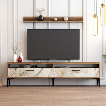 Έπιπλο Τηλεόρασης TV Βάση Σύνθεση Καρυδί Λευκό | 845HCT3097