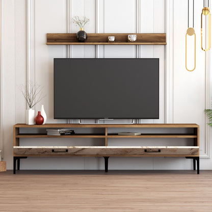 Έπιπλο Τηλεόρασης TV Βάση Σύνθεση Καρυδί Λευκό | 845HCT3097