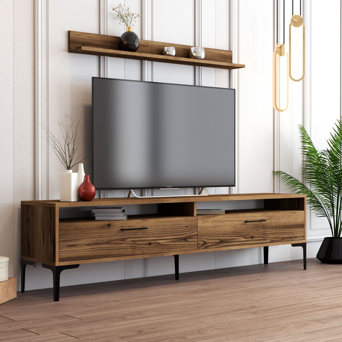 Έπιπλο Τηλεόρασης TV Βάση Σύνθεση Καρυδί | 845HCT3098