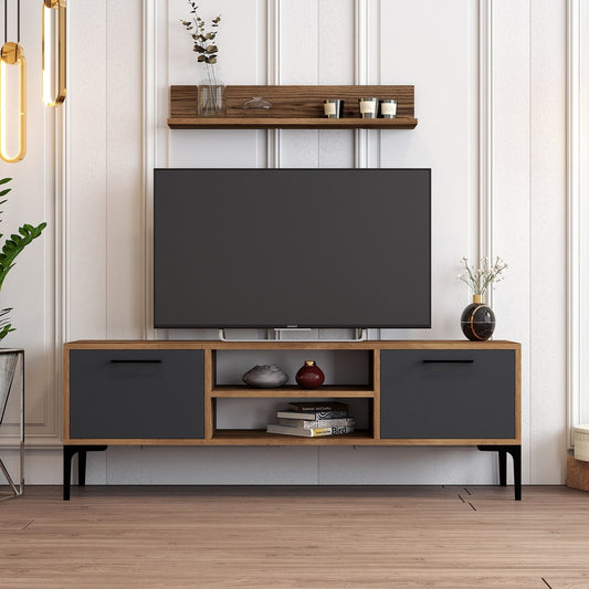 Έπιπλο Τηλεόρασης TV Βάση Σύνθεση Καρυδί Ανθρακί | 845HCT3104