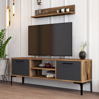 Έπιπλο Τηλεόρασης TV Βάση Σύνθεση Καρυδί Ανθρακί | 845HCT3104