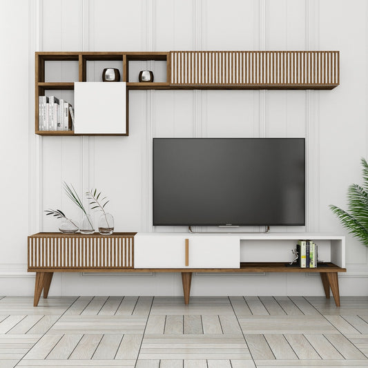Έπιπλο Τηλεόρασης TV Βάση Σύνθεση Καρυδί Λευκό | 845HCT3109