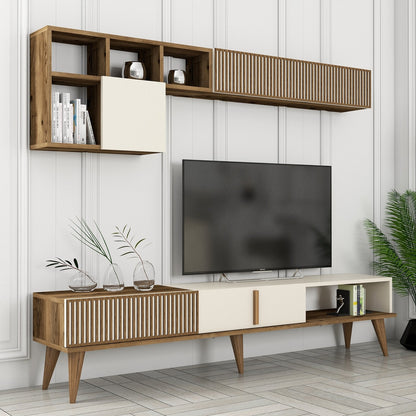 Έπιπλο Τηλεόρασης TV Βάση Σύνθεση Καρυδί Κρεμ | 845HCT3110