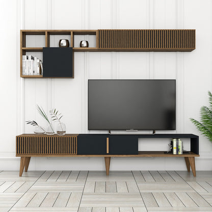 Έπιπλο Τηλεόρασης TV Βάση Σύνθεση Καρυδί Ανθρακί | 845HCT3111