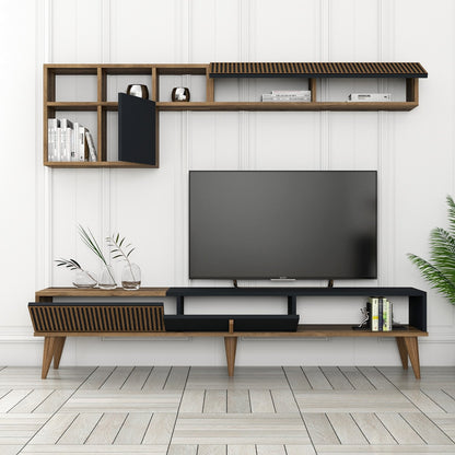 Έπιπλο Τηλεόρασης TV Βάση Σύνθεση Καρυδί Ανθρακί | 845HCT3111