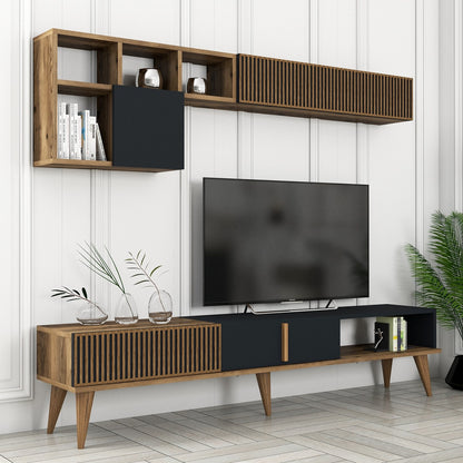 Έπιπλο Τηλεόρασης TV Βάση Σύνθεση Καρυδί Ανθρακί | 845HCT3111