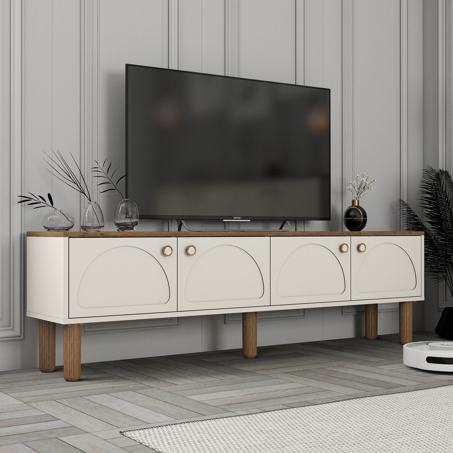 Έπιπλο Τηλεόρασης TV Βάση Σύνθεση Κρεμ | 845HCT3113
