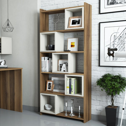 Βιβλιοθήκη 80 × 22 × 170 εκ. Καρυδί Κρεμ GR845HCT3603