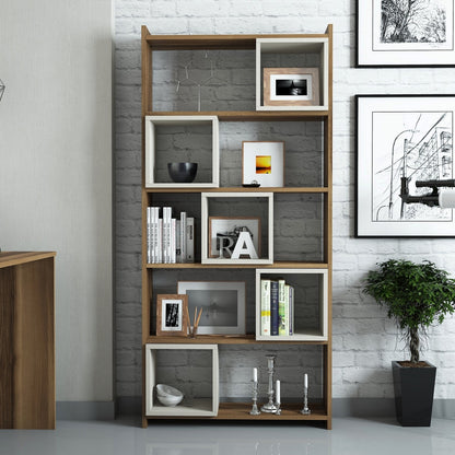 Βιβλιοθήκη 80 × 22 × 170 εκ. Καρυδί Κρεμ GR845HCT3603