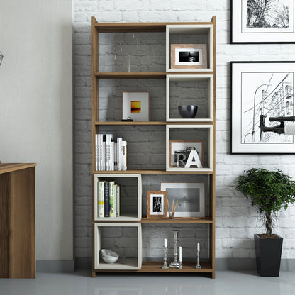 Βιβλιοθήκη 80 × 22 × 170 εκ. Καρυδί Κρεμ GR845HCT3603