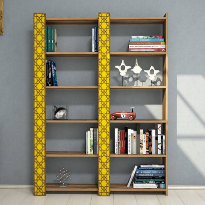 Βιβλιοθήκη 124,6 × 24,2 × 170 εκ. Καρυδί Κίτρινο GR845HCT3616