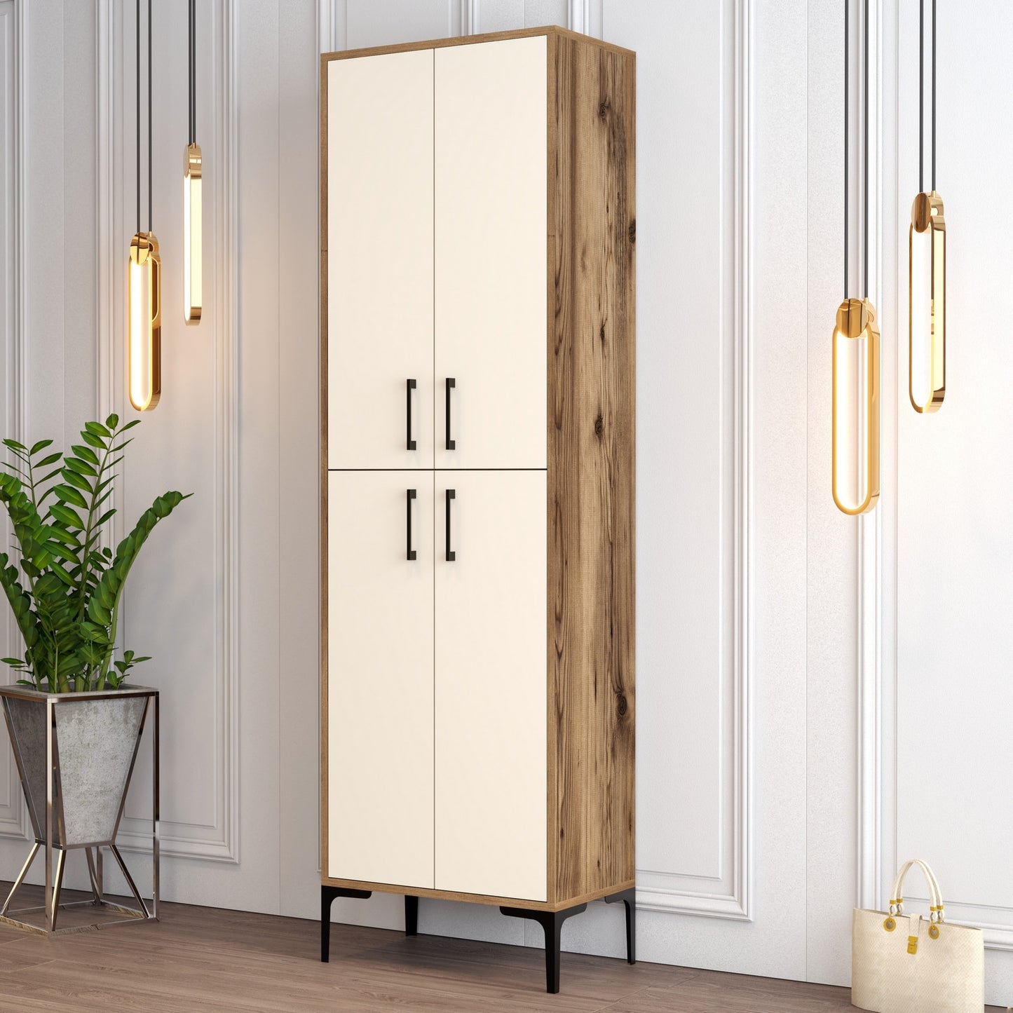 Παπουτσοθήκη Ντουλάπι Αποθήκευσης Παπουτσιών 187x41,5x14,5 εκ. Walnut Cream | 845HCT4105