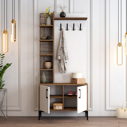 Έπιπλο Εισόδου Βάση Χολ με Ράφια Γάντζους Μοντέρνο Βιομηχανικό Έπιπλο Εισόδου Παπουτσοθήκη 845HCT4220