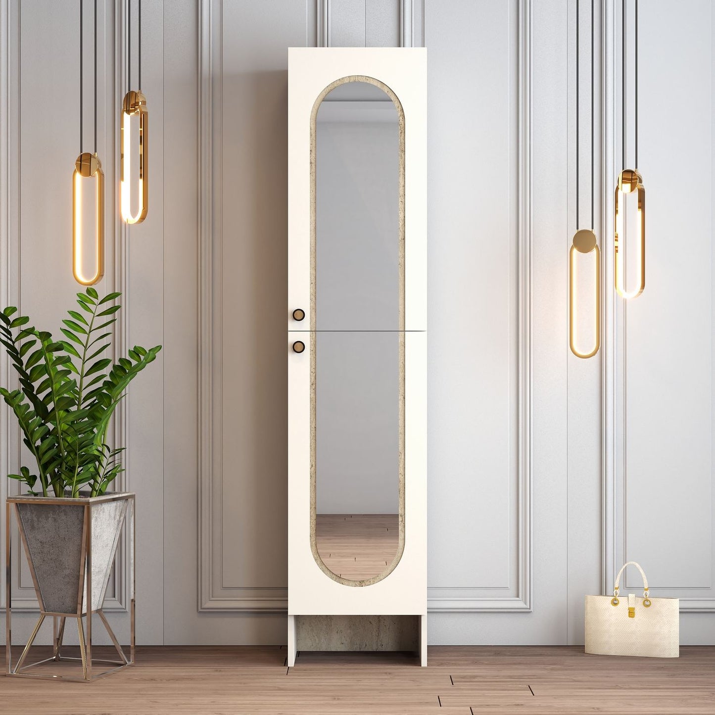 Ντουλάπα Έπιπλο Εισόδου με Καθρέφτη Ψηλό Ντουλάπι Παπουτσοθήκη Ραφιέρα Κρεβατοκάμαρας Έπιπλο Μπάνιου Ανοιχτή Ντουλάπα 845HCT4239