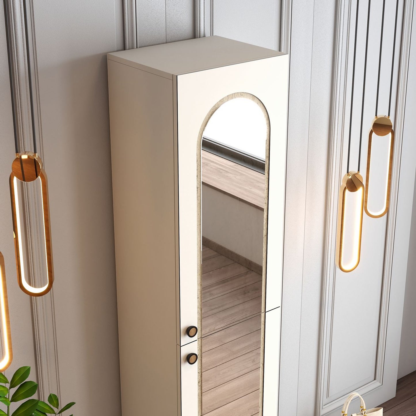 Ντουλάπα Έπιπλο Εισόδου με Καθρέφτη Ψηλό Ντουλάπι Παπουτσοθήκη Ραφιέρα Κρεβατοκάμαρας Έπιπλο Μπάνιου Ανοιχτή Ντουλάπα 845HCT4239