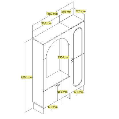 Έπιπλο Εισόδου Βάση για Παλτό Κρεμάστρα Ρούχων με Καθρέφτη Καλόγερος Ντουλάπα Παπουτσοθήκη 845HCT4245