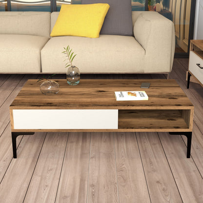 Τραπεζάκι Σαλονιού Καρυδί - Κρεμ 105 x 60 x 32,6 εκ GR845HCT5269