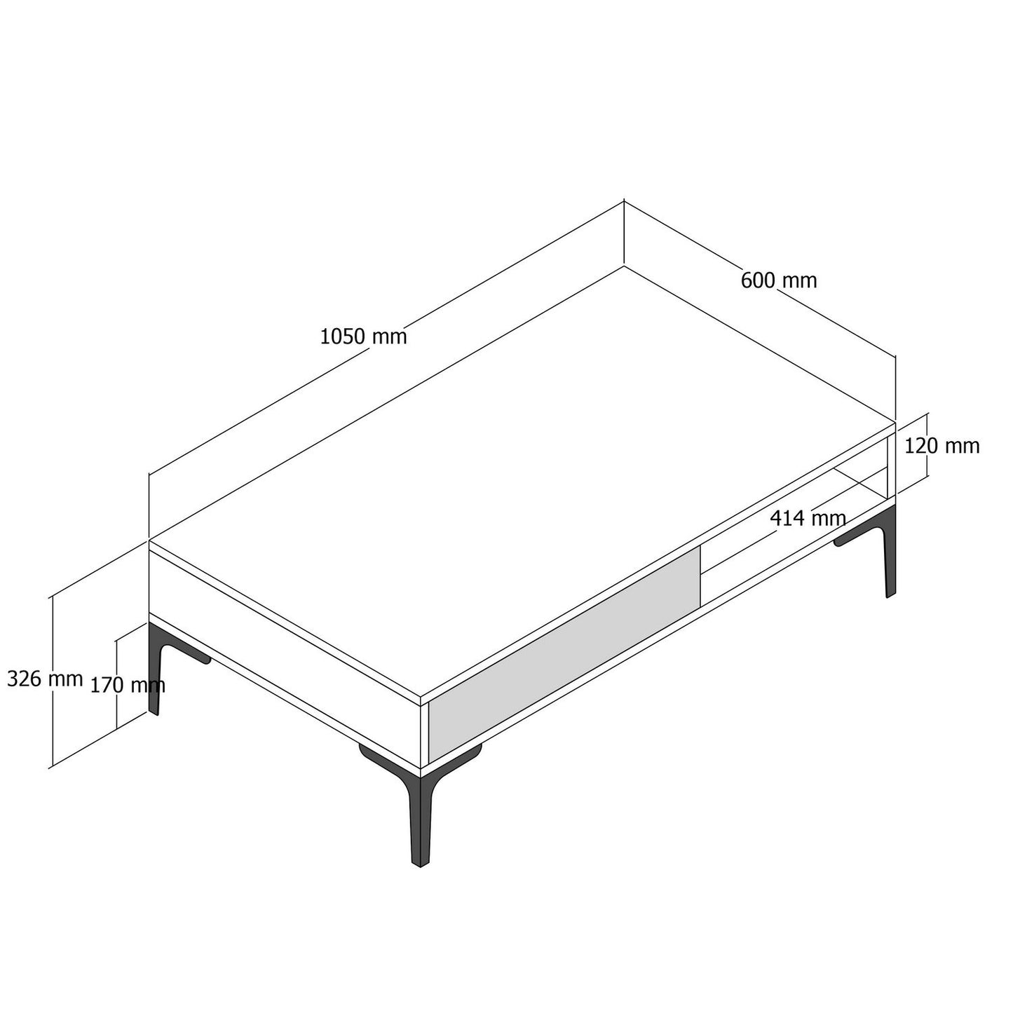 Τραπεζάκι Σαλονιού Καρυδί - Μαύρο 105 x 60 x 32,6 εκ GR845HCT5270