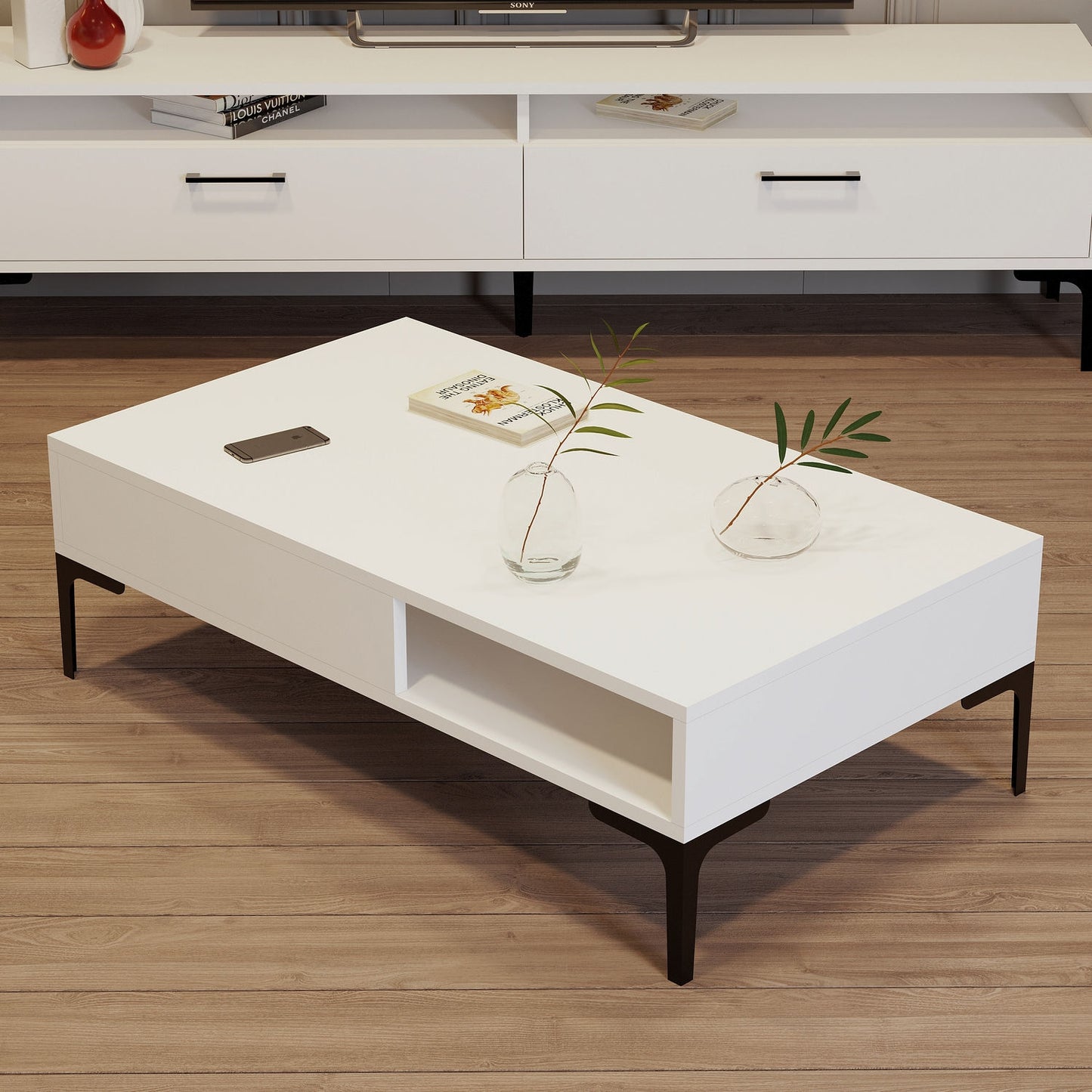 Τραπεζάκι Σαλονιού Λευκό 105 x 60 x 32,6 εκ GR845HCT5271