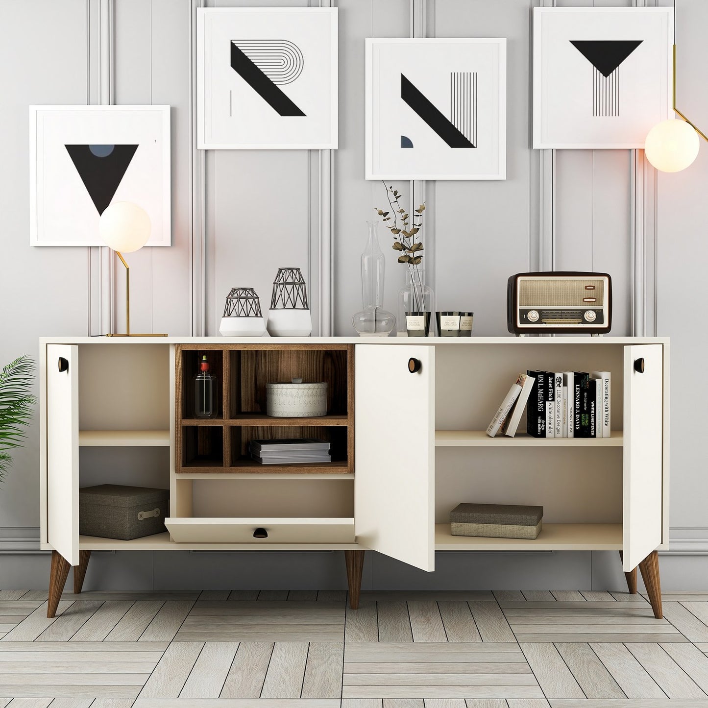 Μπουφές Κρεμ 180x35x81cm | 845HCT5341