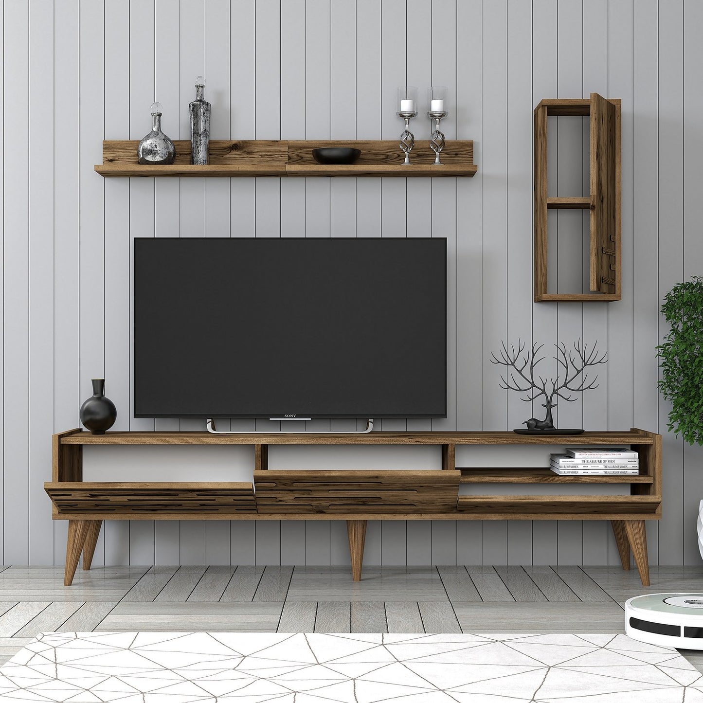 Έπιπλο Τηλεόρασης TV Βάση Σύνθεση Καρυδί | 845HCT5345