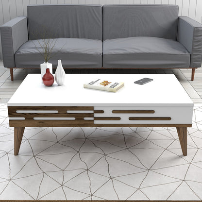 Τραπεζάκι Σαλονιού Καρυδί - Λευκό 105 x 34,6 x 60 εκ GR845HCT5357
