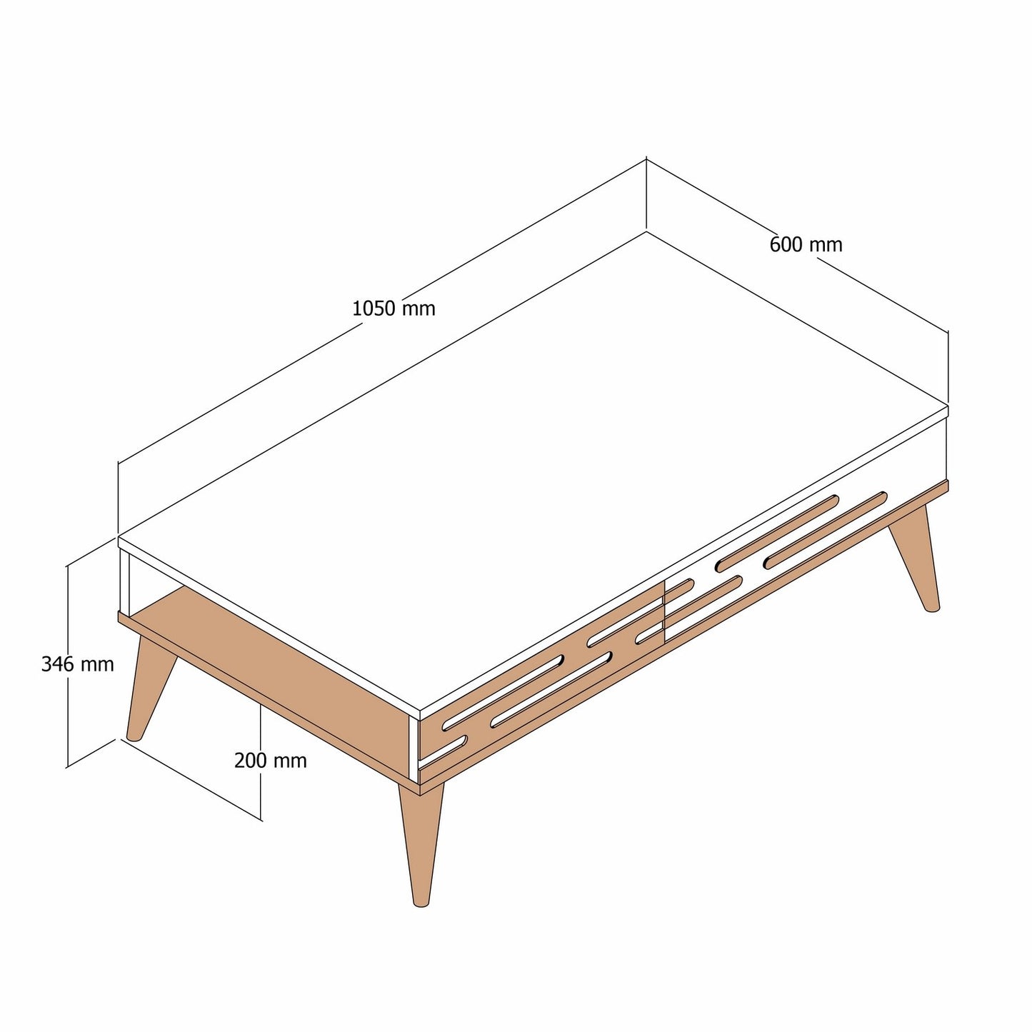 Τραπεζάκι Σαλονιού Καρυδί - Λευκό - Marble 105 x 34,6 x 60 εκ GR845HCT5358