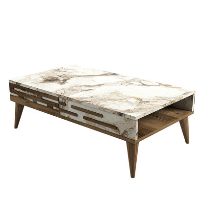 Τραπεζάκι Σαλονιού Καρυδί - Λευκό - Marble 105 x 34,6 x 60 εκ GR845HCT5358