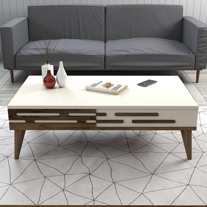 Τραπεζάκι Σαλονιού Καρυδί - Κρεμ 105 x 34,6 x 60 εκ GR845HCT5360