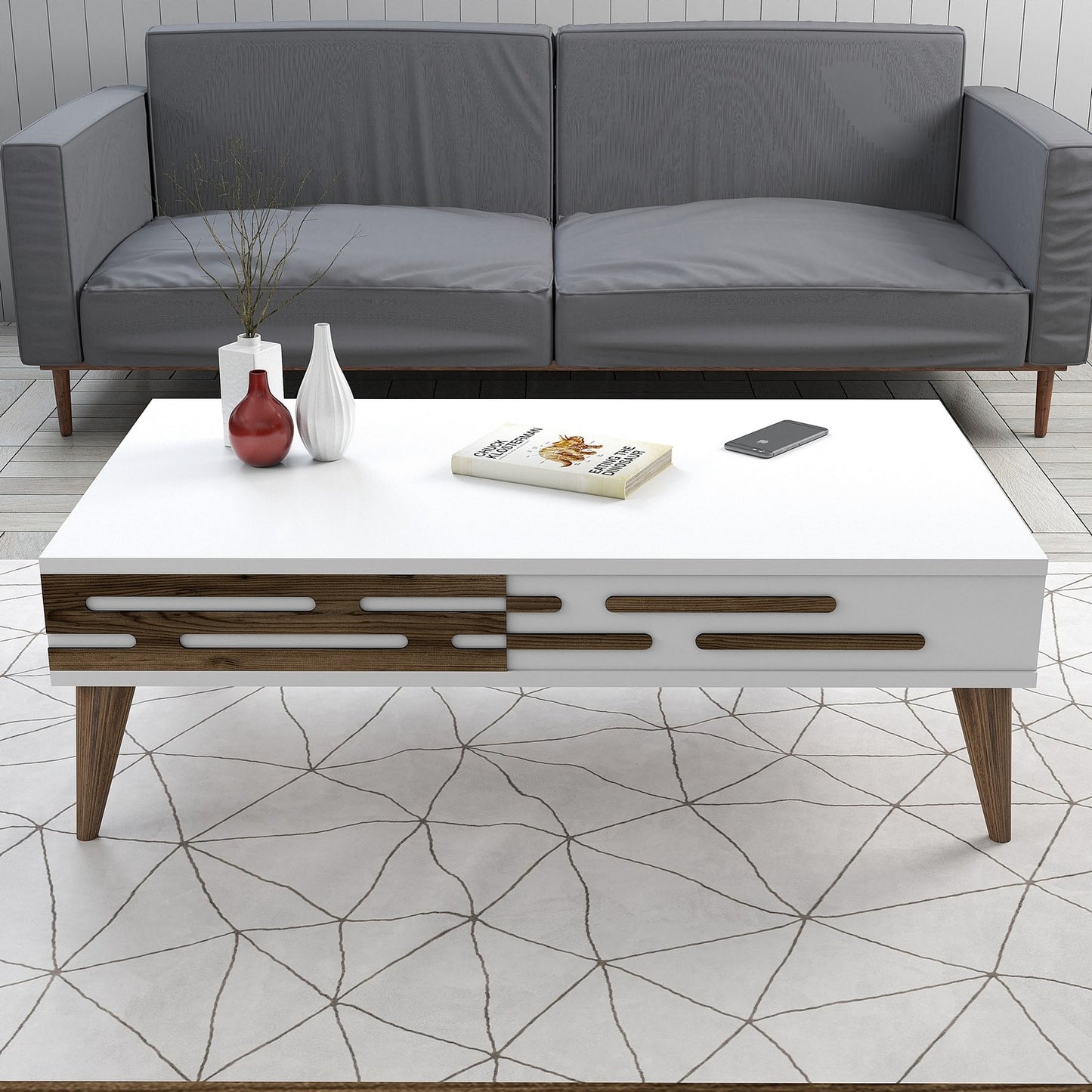 Τραπεζάκι Σαλονιού Λευκό 105 x 34,6 x 60 εκ GR845HCT5362