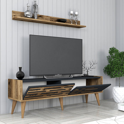 Έπιπλο Τηλεόρασης TV Βάση Σύνθεση Καρυδί Ανθρακί | 845HCT5384