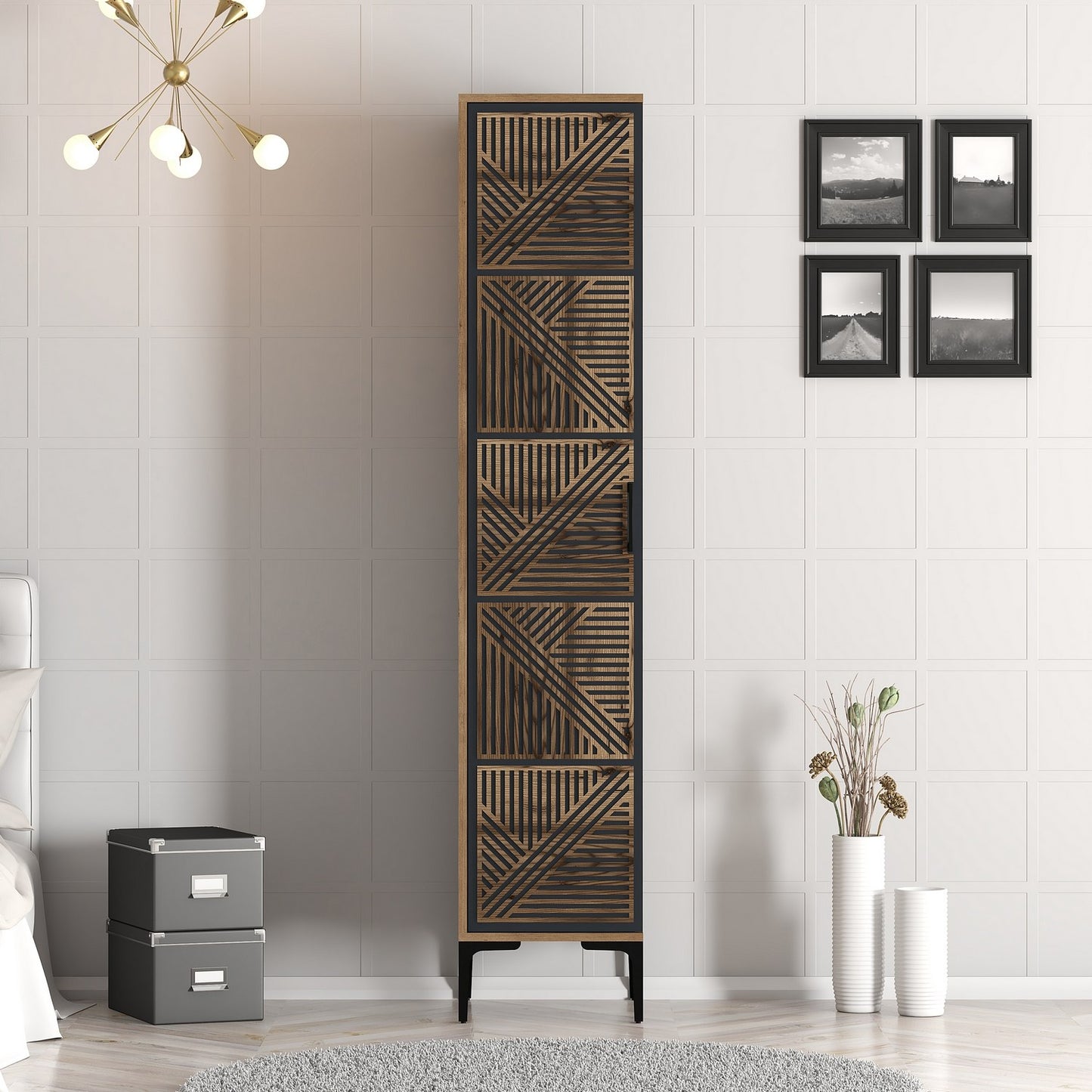 Ντουλάπα 40x201.4x47.5 εκ Walnut Anthracite 845HCT5398